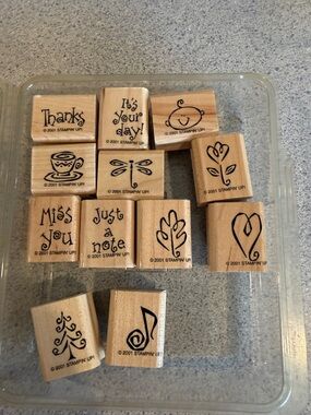 Stampin' Up! Wooden Rubber Stamps - Natural Wood and Black